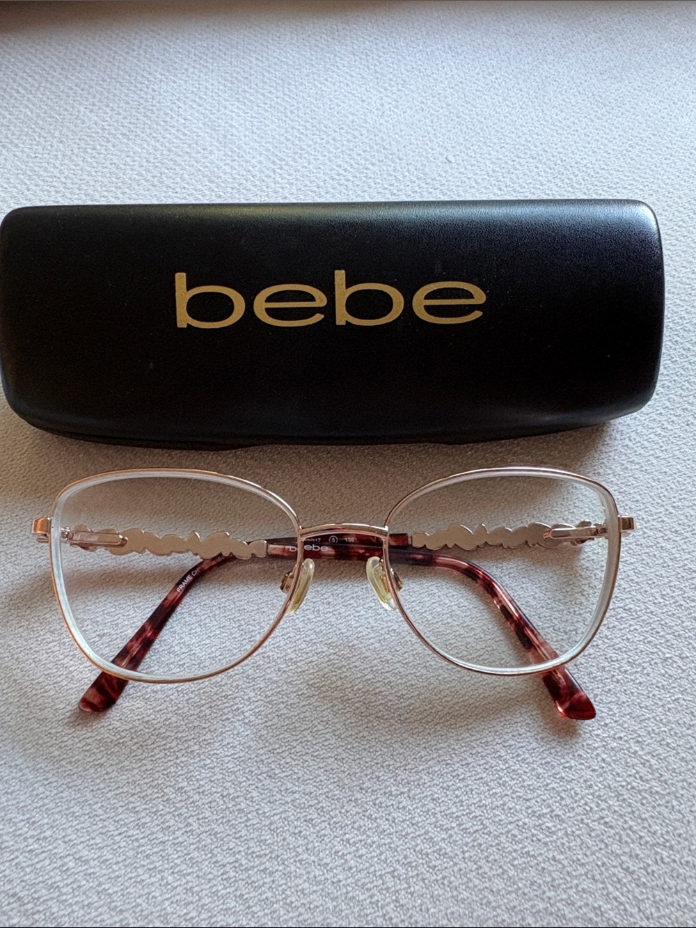 bebe Rose Gold Metal Glasses with Tortoiseshell Temples